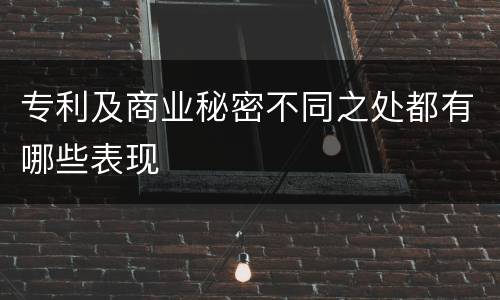 专利及商业秘密不同之处都有哪些表现