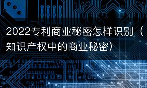 2022专利商业秘密怎样识别（知识产权中的商业秘密）