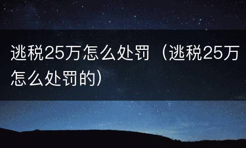 逃税25万怎么处罚（逃税25万怎么处罚的）