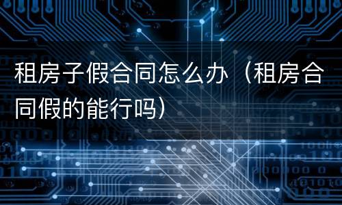 租房子假合同怎么办（租房合同假的能行吗）