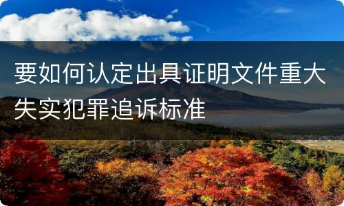 要如何认定出具证明文件重大失实犯罪追诉标准