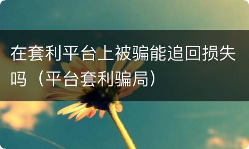 在套利平台上被骗能追回损失吗（平台套利骗局）