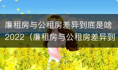 廉租房与公租房差异到底是啥2022（廉租房与公租房差异到底是啥2022年的）