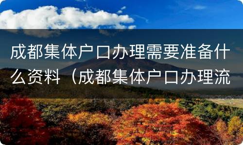 成都集体户口办理需要准备什么资料（成都集体户口办理流程）