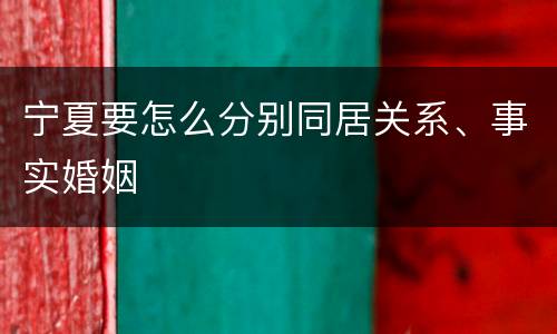宁夏要怎么分别同居关系、事实婚姻