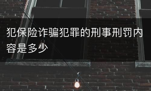 犯保险诈骗犯罪的刑事刑罚内容是多少