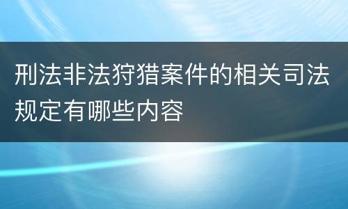 刑法非法狩猎案件的相关司法规定有哪些内容