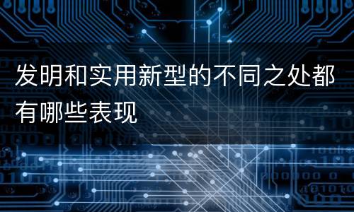 发明和实用新型的不同之处都有哪些表现