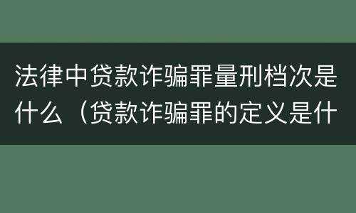 法律中贷款诈骗罪量刑档次是什么（贷款诈骗罪的定义是什么）