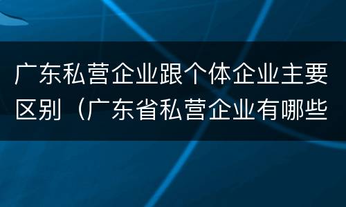 广东私营企业跟个体企业主要区别（广东省私营企业有哪些）
