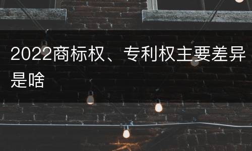 2022商标权、专利权主要差异是啥