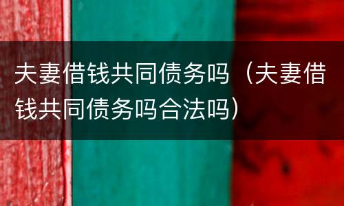 夫妻借钱共同债务吗（夫妻借钱共同债务吗合法吗）