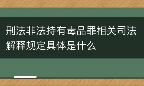 刑法非法持有毒品罪相关司法解释规定具体是什么