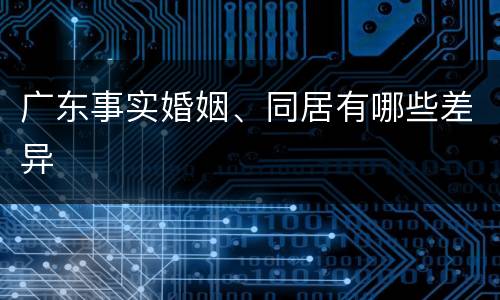 广东事实婚姻、同居有哪些差异