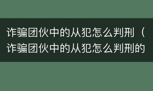 诈骗团伙中的从犯怎么判刑（诈骗团伙中的从犯怎么判刑的）