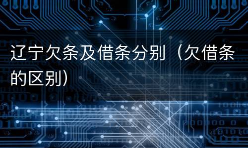 辽宁欠条及借条分别（欠借条的区别）