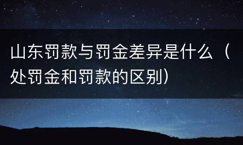 山东罚款与罚金差异是什么（处罚金和罚款的区别）