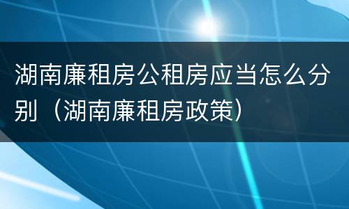 湖南廉租房公租房应当怎么分别（湖南廉租房政策）