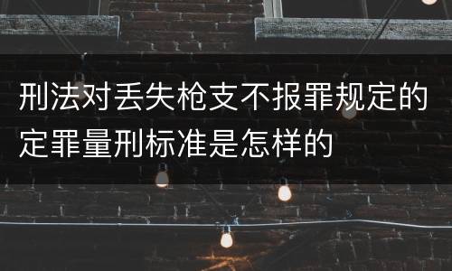 刑法对丢失枪支不报罪规定的定罪量刑标准是怎样的