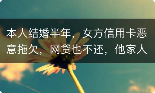 本人结婚半年，女方信用卡恶意拖欠，网贷也不还，他家人也不管。应该怎么办