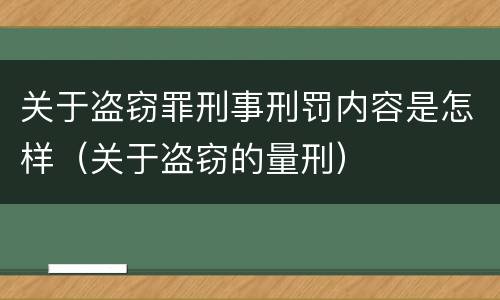 关于盗窃罪刑事刑罚内容是怎样（关于盗窃的量刑）
