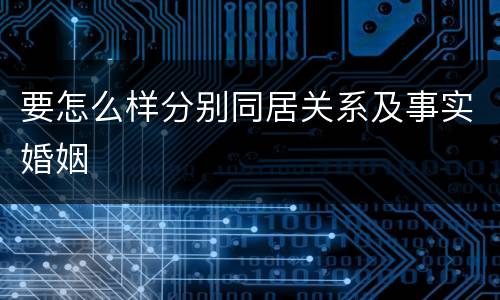 要怎么样分别同居关系及事实婚姻