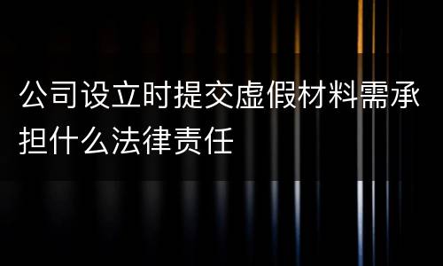 公司设立时提交虚假材料需承担什么法律责任