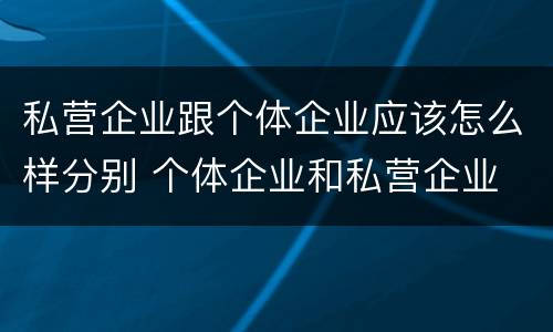 私营企业跟个体企业应该怎么样分别 个体企业和私营企业