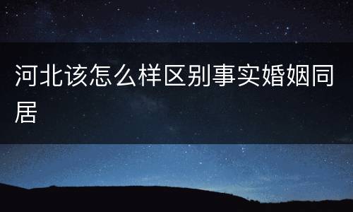 河北该怎么样区别事实婚姻同居