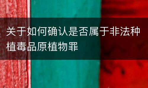 关于如何确认是否属于非法种植毒品原植物罪