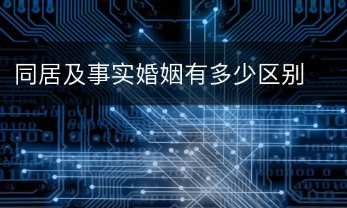 同居及事实婚姻有多少区别