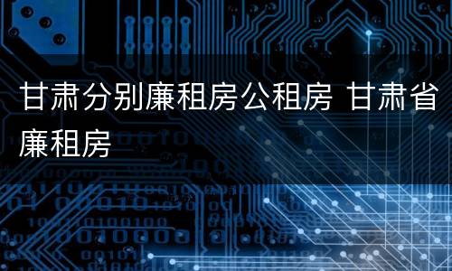 甘肃分别廉租房公租房 甘肃省廉租房