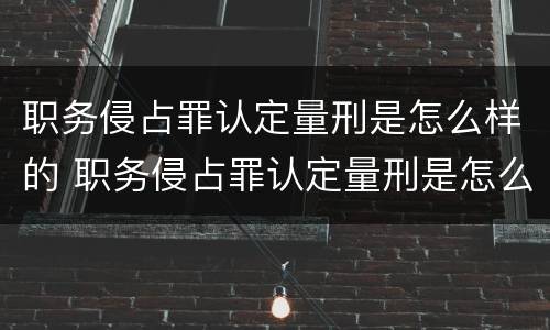 职务侵占罪认定量刑是怎么样的 职务侵占罪认定量刑是怎么样的案例