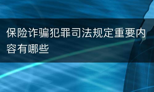 保险诈骗犯罪司法规定重要内容有哪些
