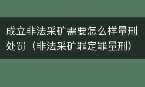 成立非法采矿需要怎么样量刑处罚（非法采矿罪定罪量刑）