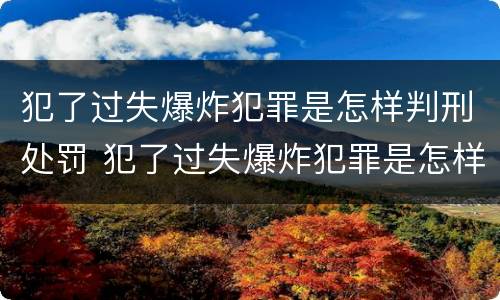 犯了过失爆炸犯罪是怎样判刑处罚 犯了过失爆炸犯罪是怎样判刑处罚多少钱