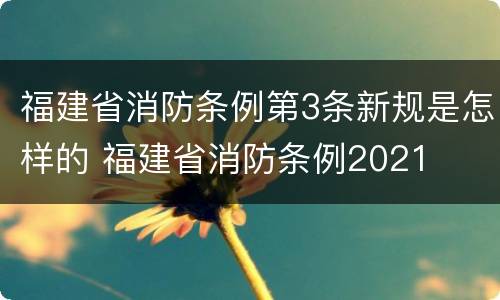 福建省消防条例第3条新规是怎样的 福建省消防条例2021