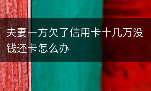 夫妻一方欠了信用卡十几万没钱还卡怎么办