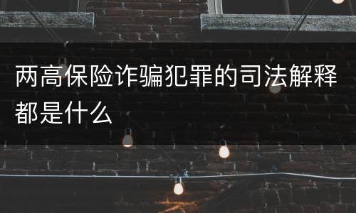 两高保险诈骗犯罪的司法解释都是什么