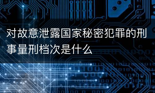 对故意泄露国家秘密犯罪的刑事量刑档次是什么
