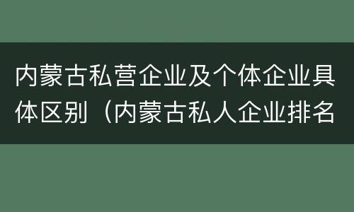 内蒙古私营企业及个体企业具体区别（内蒙古私人企业排名）