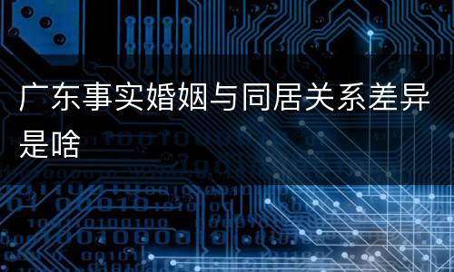 广东事实婚姻与同居关系差异是啥