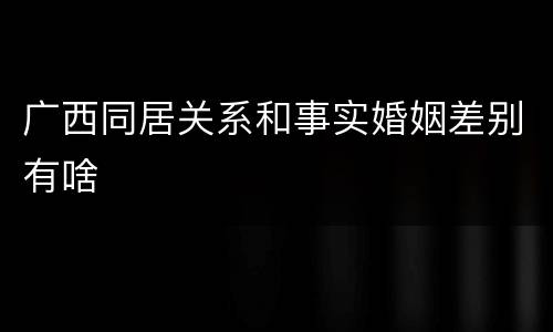 广西同居关系和事实婚姻差别有啥