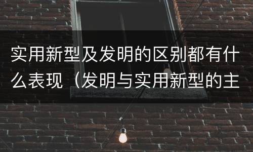 实用新型及发明的区别都有什么表现（发明与实用新型的主要区别）