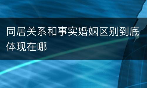 同居关系和事实婚姻区别到底体现在哪