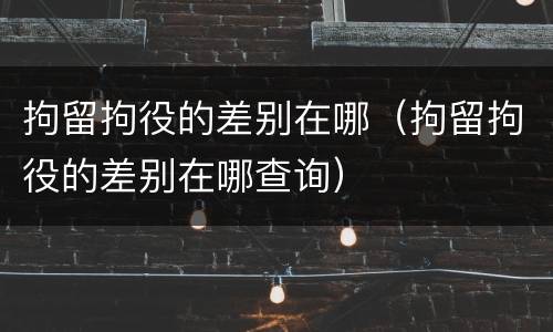 拘留拘役的差别在哪（拘留拘役的差别在哪查询）