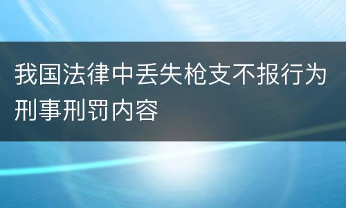 我国法律中丢失枪支不报行为刑事刑罚内容
