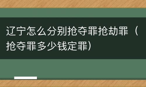 辽宁怎么分别抢夺罪抢劫罪（抢夺罪多少钱定罪）