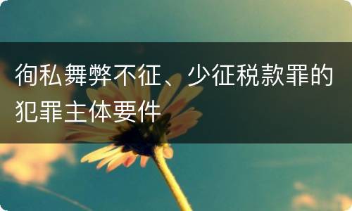 徇私舞弊不征、少征税款罪的犯罪主体要件