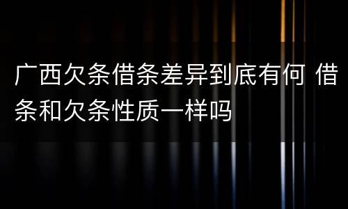 广西欠条借条差异到底有何 借条和欠条性质一样吗
